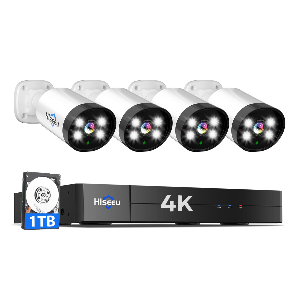 Hiseeu 4K PTZ Wired Security Camera System with 8 x 8MP CCTV Cameras