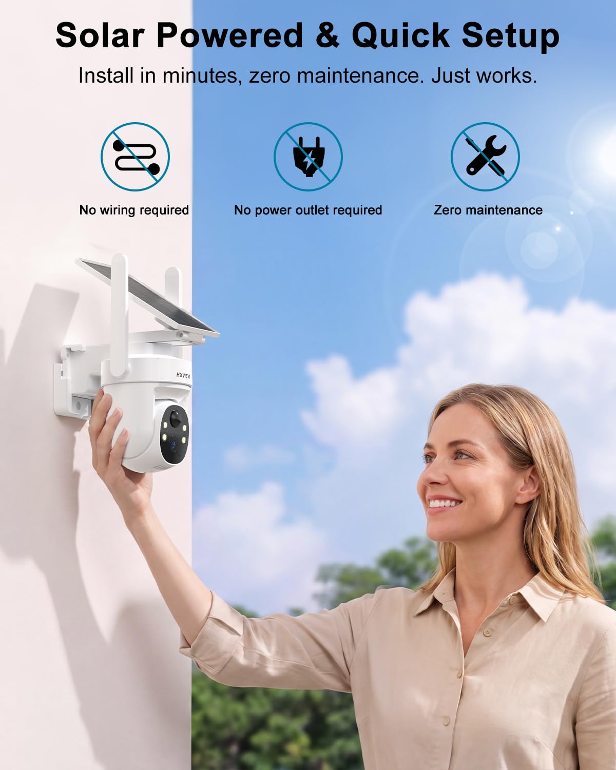 4K Solar Security Cameras Wireless Outdoor, 4-Cam Kit, BU-K804