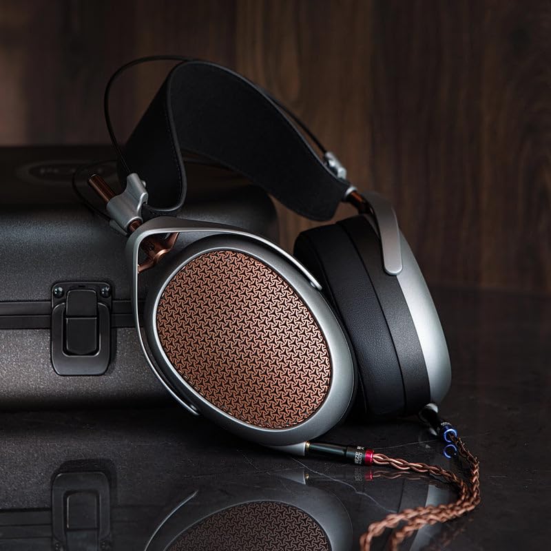 MEZE AUDIO Poet | Wired Over-Ear Planar Magnetic Open-Back Headphones for Audiophiles | Acoustic Metamaterial Tuning System | Detachable Magnetic Earpads | Premium Braided Cable Included (Renewed)