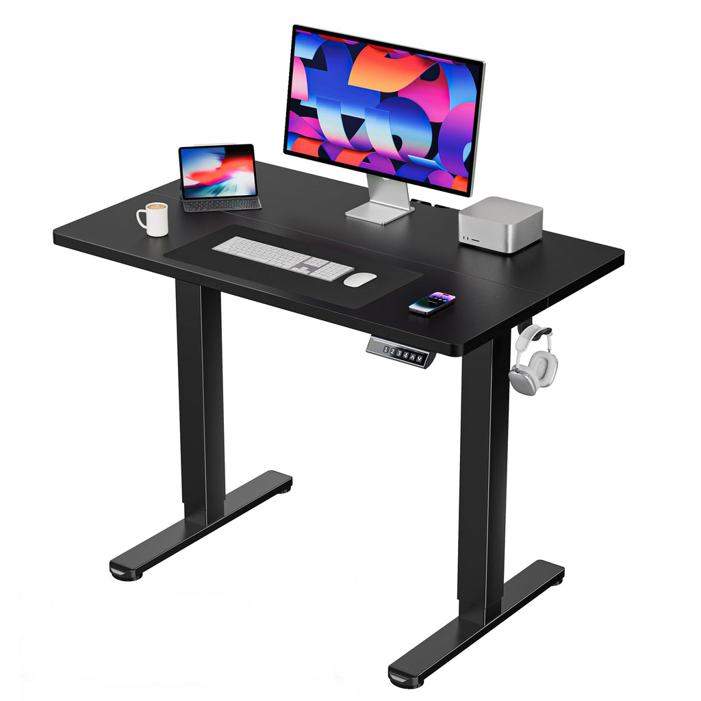 HUANUO 55x28 Inch Electric Standing Desk, Adjustable, Light Vintage Brown