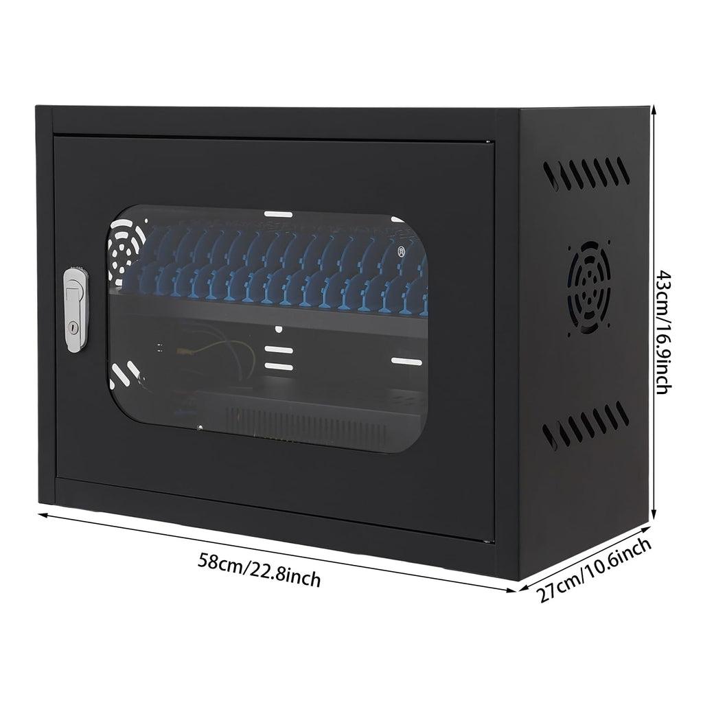 20-Unit Charging Cabinet for Phones, Black