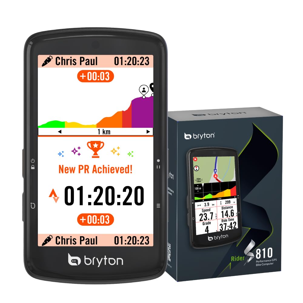 Bryton Rider S810 Sensor Bundle 3.5 Inch Color Touchscreen GPS Bike/Cycling Computer, 50H Battery Life, Offline Maps & Navigation, Advanced Climb Challenge 2.0, Live Tracking
