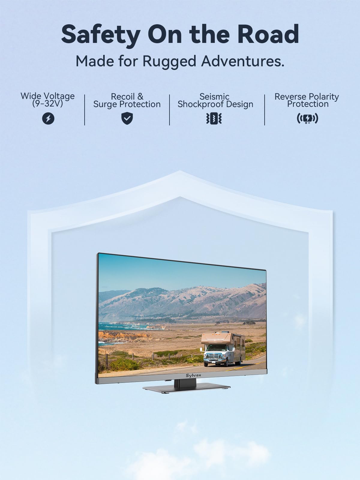 SYLVOX 24" QLED 1080P RV TV, 12/24V, Google TV, Built-in DVD Player