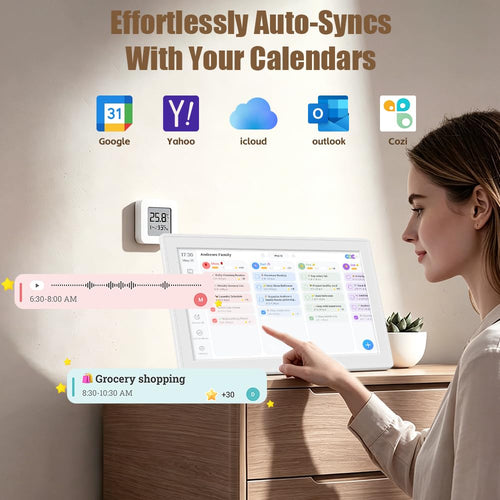15.6" Large Digital Calendar with IPS Touch Screen - Smart Electronic Calendar & Planner, Sync & Custom Alerts, Ideal Home Office Management Tool