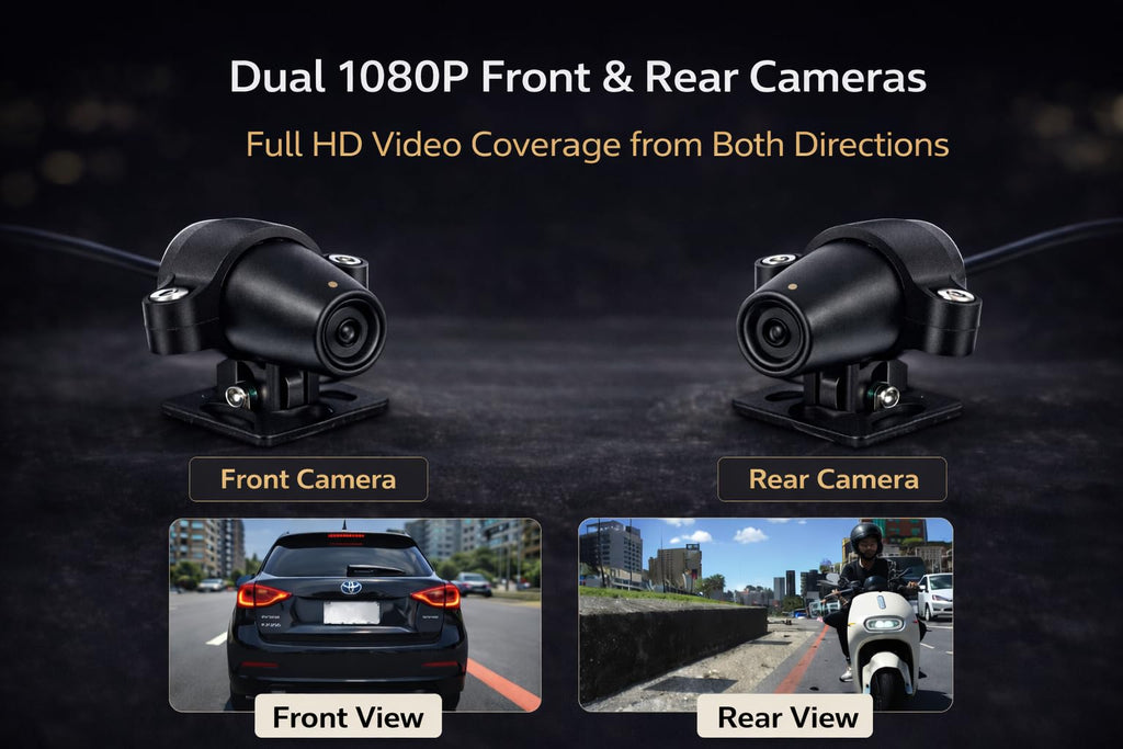 A-ONE Pro Motorcycle Wireless Navigation Projection with Ultra-Bright QLED 6.1” Touchscreen Display, Dual 1080P Cameras, CarPlay & Android Auto System, GPS Tracking, IP67 Waterproof