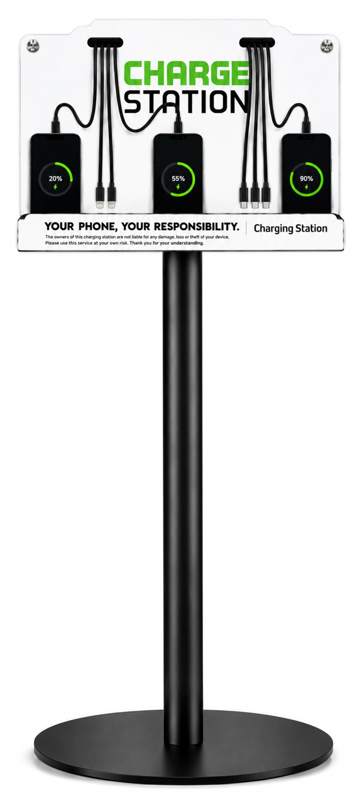 Commercial Floor Standing Phone Charging Station, 8 Cables