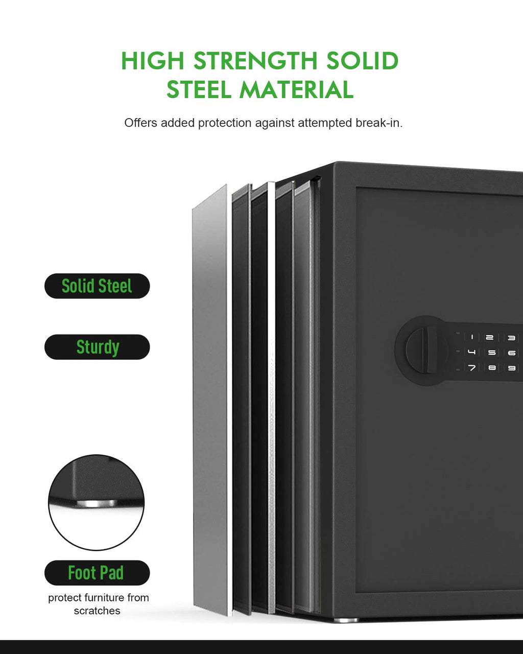 Small Home Safe Box Deluxe Digital Electronic Keypad Lock Safes 1.7 Cuft Cabinet Safes Security Lock Box for Office Hotel Dorm Cash Money Jewelry (1.7 Cubic Feet Black)
