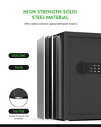 Small Home Safe Box Deluxe Digital Electronic Keypad Lock Safes 1.7 Cuft Cabinet Safes Security Lock Box for Office Hotel Dorm Cash Money Jewelry (1.7 Cubic Feet Black)