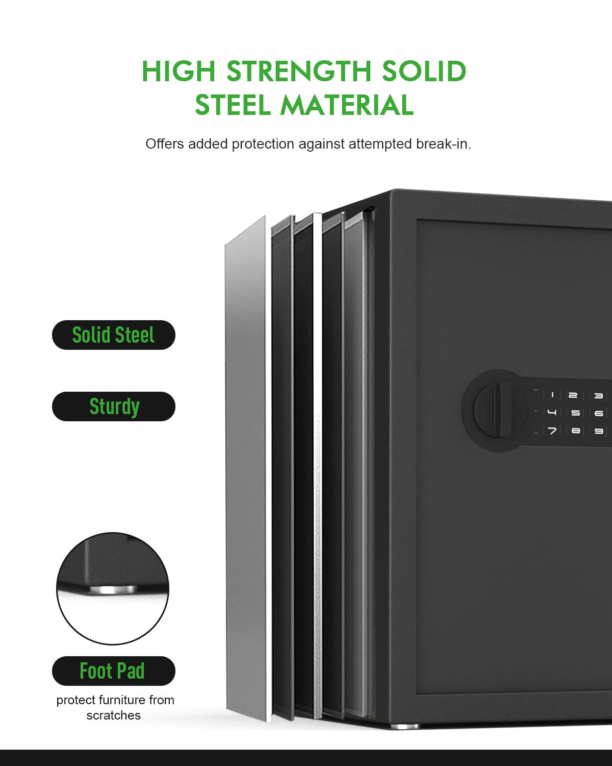 Small Home Safe Box Deluxe Digital Electronic Keypad Lock Safes 1.7 Cuft Cabinet Safes Security Lock Box for Office Hotel Dorm Cash Money Jewelry (1.7 Cubic Feet Black)