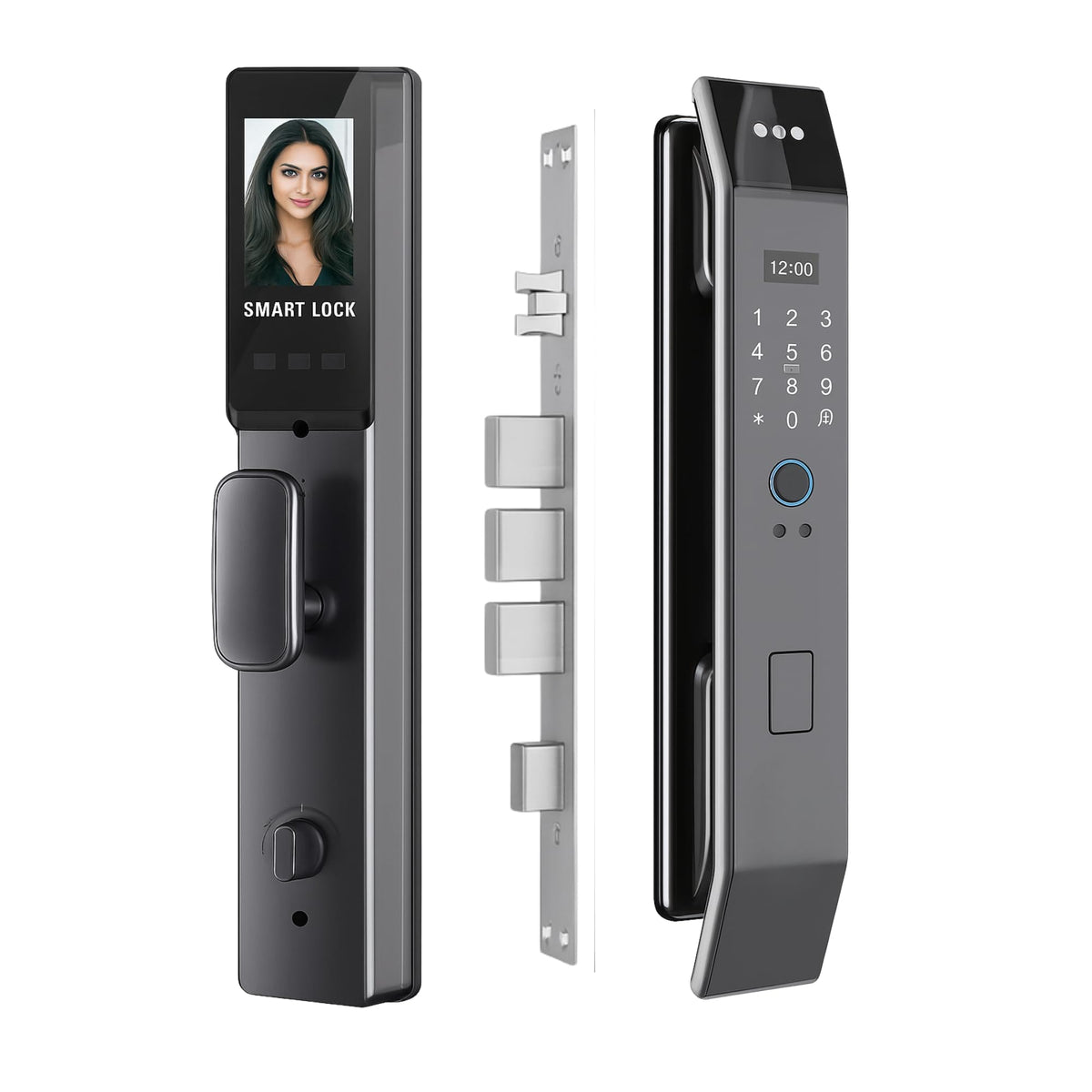 XF14 Pro Smart Door Lock with Face Recognition - Electronic Keyless Entry Deadbolt, Digital Keypad, RFID Card and Mechanical Key for Home and Office Access