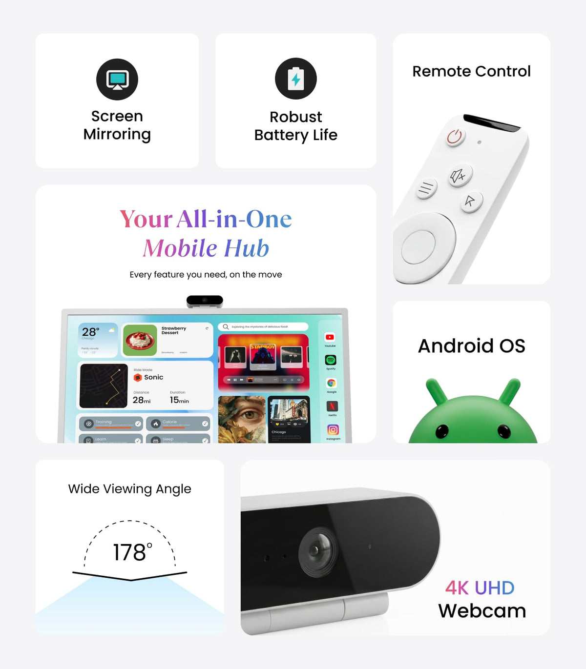 Cozyla Tablet TV: 32" Smart Portable TV on Wheels with Google Play Store