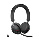 Jabra Evolve2 65 Bluetooth Wireless Headset with Mic for Calls and Music, Dual-Ear Headphones with USB-C Adapter, Up to 37 Hours Battery, Noise-Cancelling, Works with Online Meeting Apps, Black