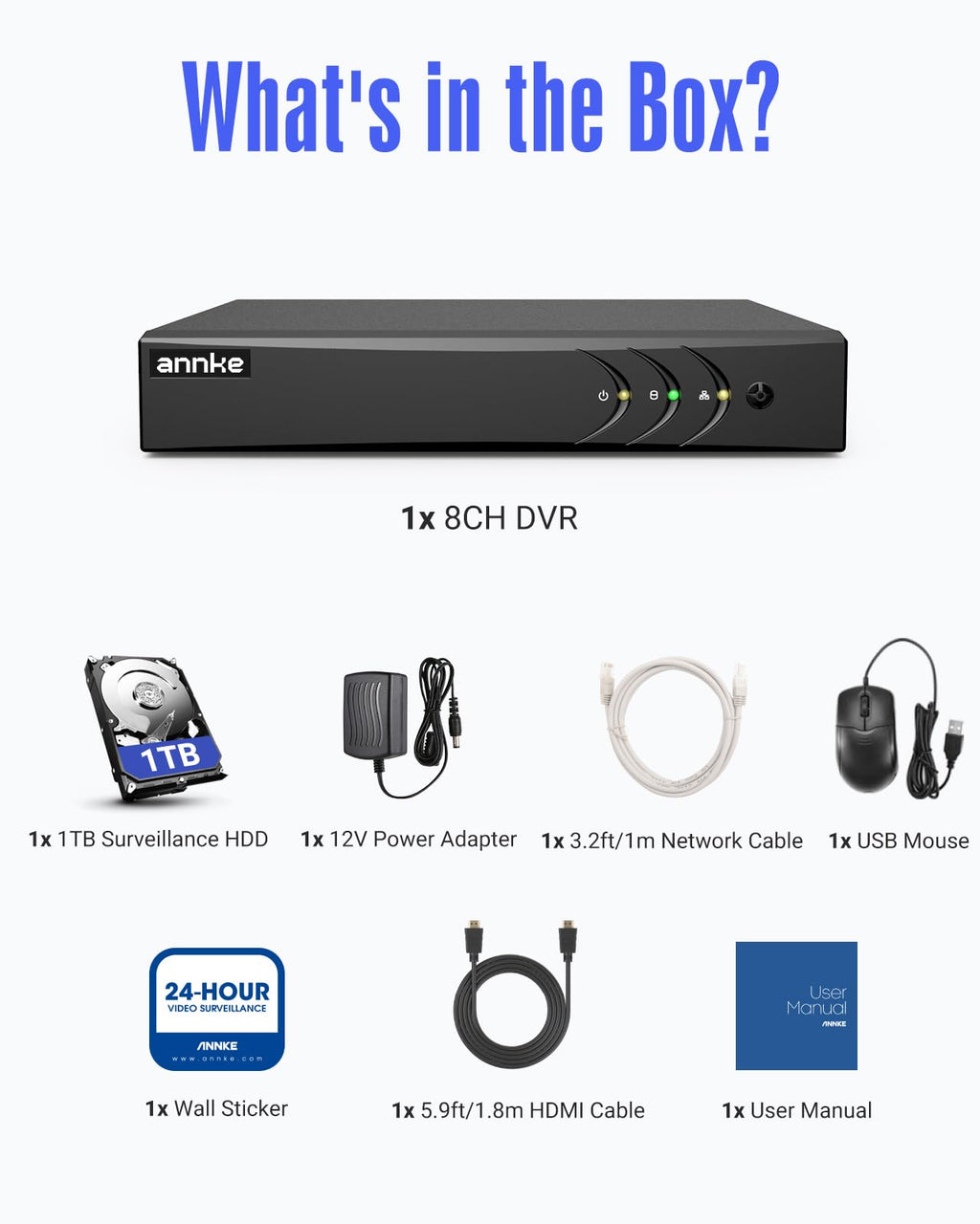 ANNKE 3K Lite 8CH Hybrid 5-in-1 Security Digital Video Recorder, 1TB HDD