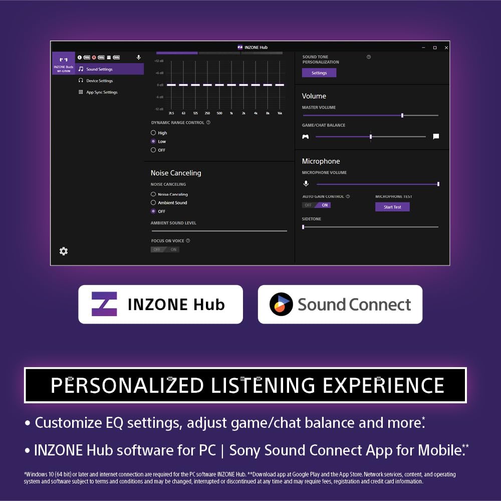Sony INZONE Buds Wireless Noise Cancelling Gaming Earbuds, Glass Purple