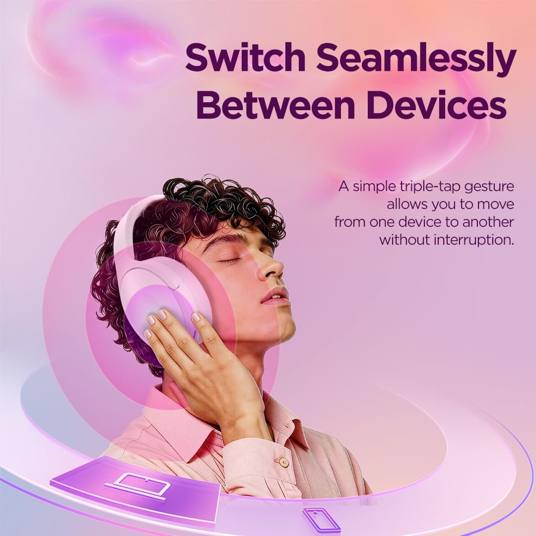 Lenovo Yoga PC Edition Over-Ear Wireless Headphones with Sound by Bose, Hybrid ANC Noise Cancellation, Bluetooth 5.3 Dual Device Connectivity, Touch Controls, 38-Hour Battery Life, Seashell