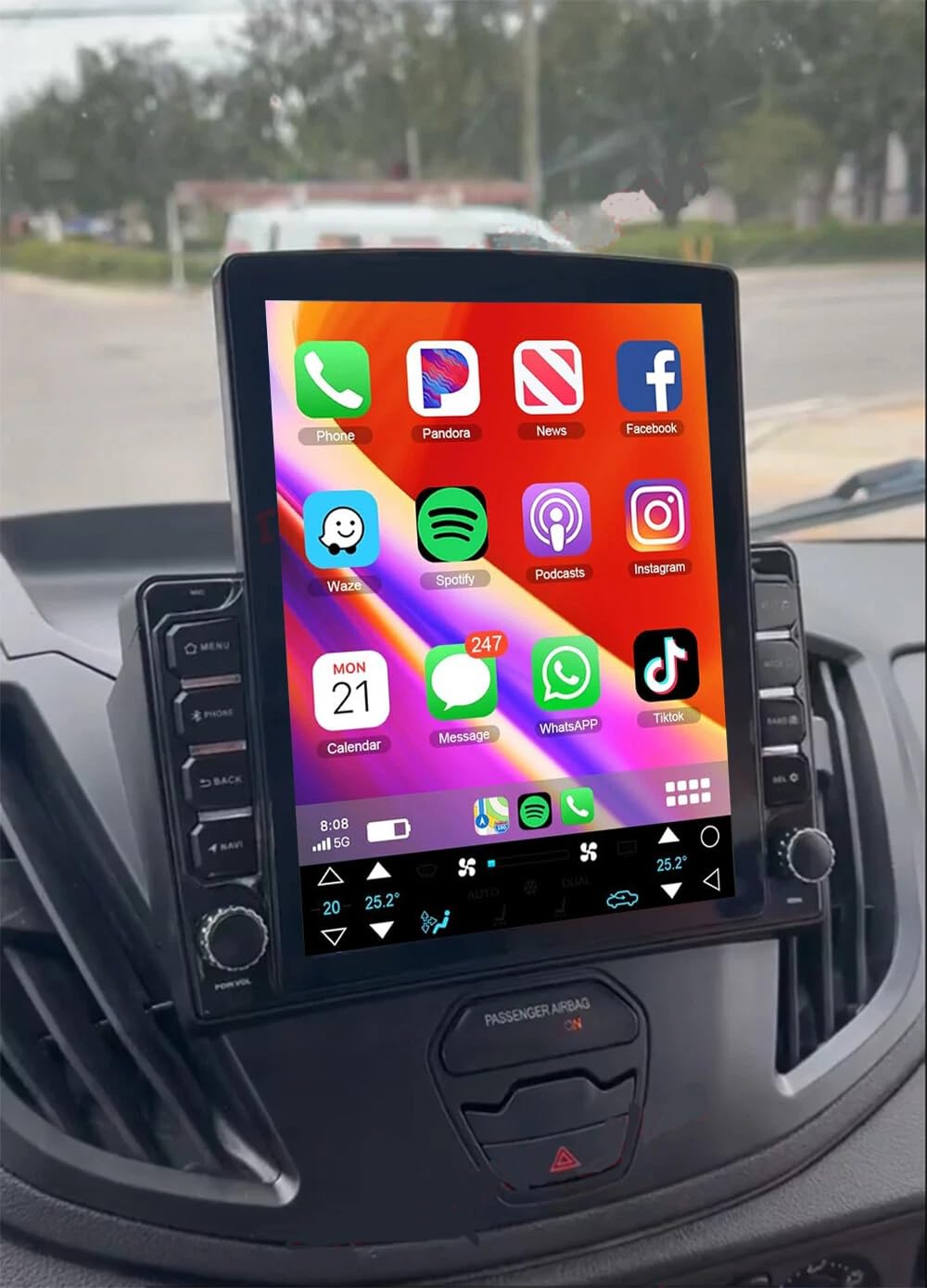 9.7'' Android 14 Car Stereo Radio for Ford Transit Custom 2013 2014 2015 2016 2017 2018 2019 2+64G Wired/Wireless with Carplay GPS Support OBD OBD2 DVR TPMS TV Box MIC,U Disk,DSP,DAB+