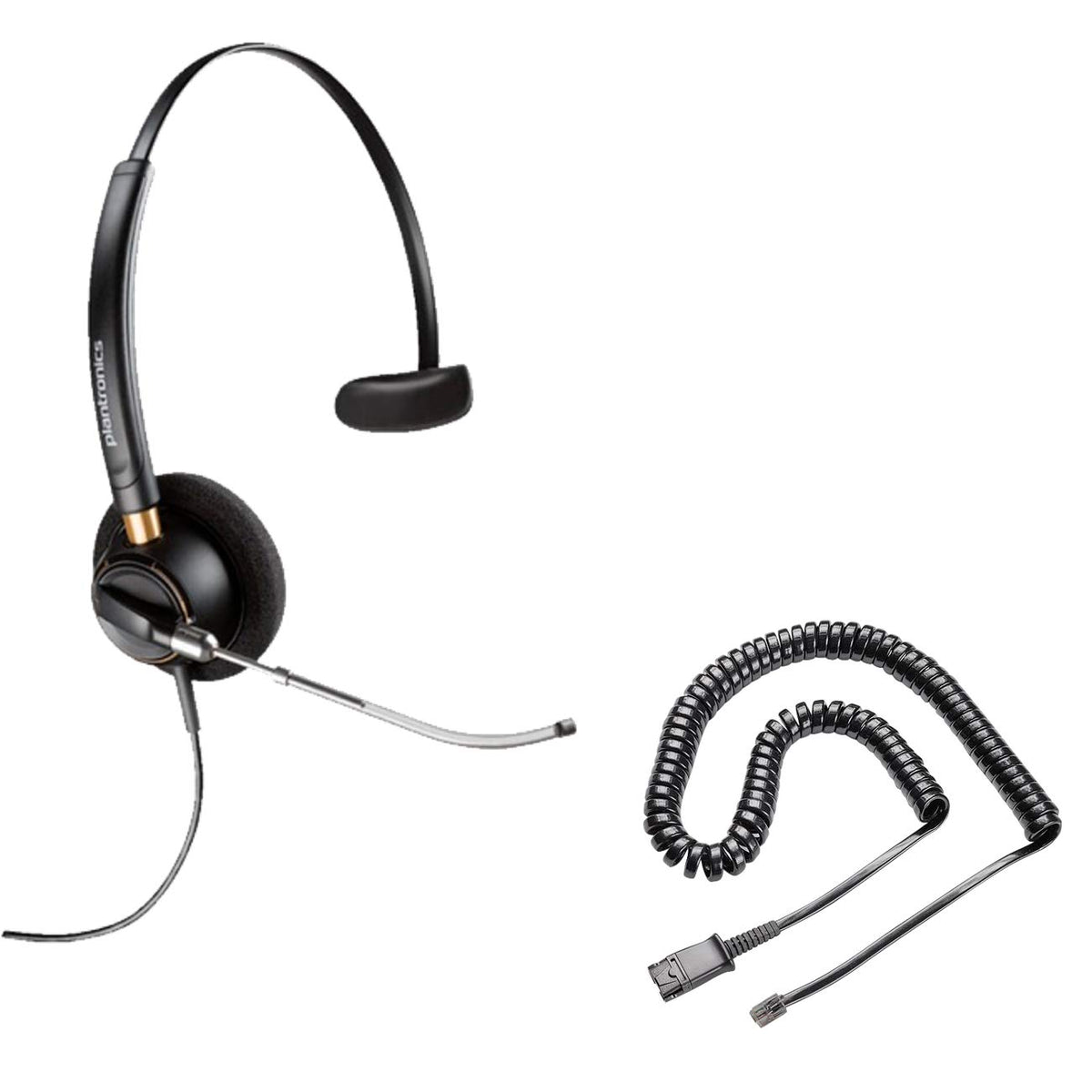 Poly EncorePro HW510 Headset (Plantronics) Bundle, Noise-Canceling, Compatible with Avaya J139, J169, J179, 1608,1616, 9610, 9620, 9620L, 9620C (HW520 Mono Headset Bundle)