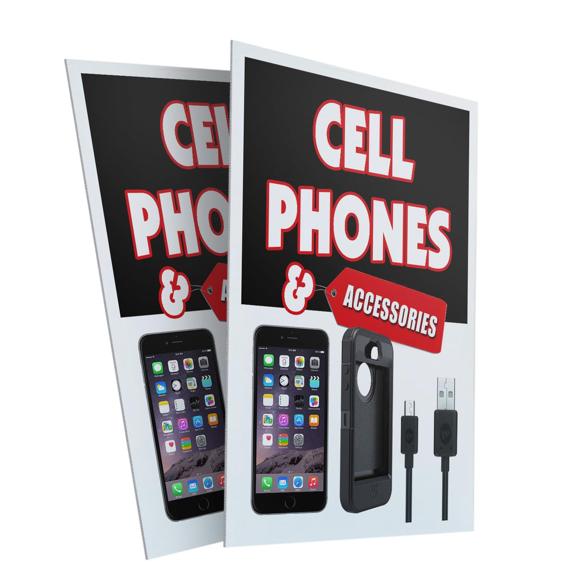 A-Frame Sidewalk Cell Phones & Accessories 24" x 36" Double Sided A-Frame Sidewalk Sign, Includes 2 Plastic Inserts | Foldable Portable White Signicade Sandwich Board Signs