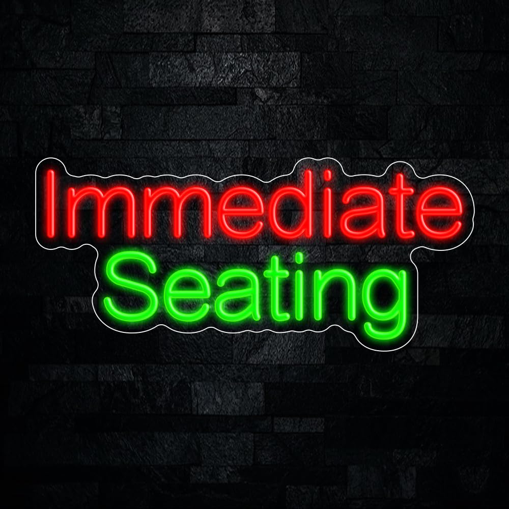 Immediate Seating LED Neon sign 25"L x 11"H #33210 Electronic Light Up for Windows Hanging, Wall Decor Business Office