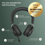 Jabra Evolve2 75 PC Wireless Headset with 8-Microphone Technology - Dual Foam Stereo Headphones with Advanced Active Noise Cancelling, USB-A Bluetooth Adapter and MS Teams-Compatibility - Black