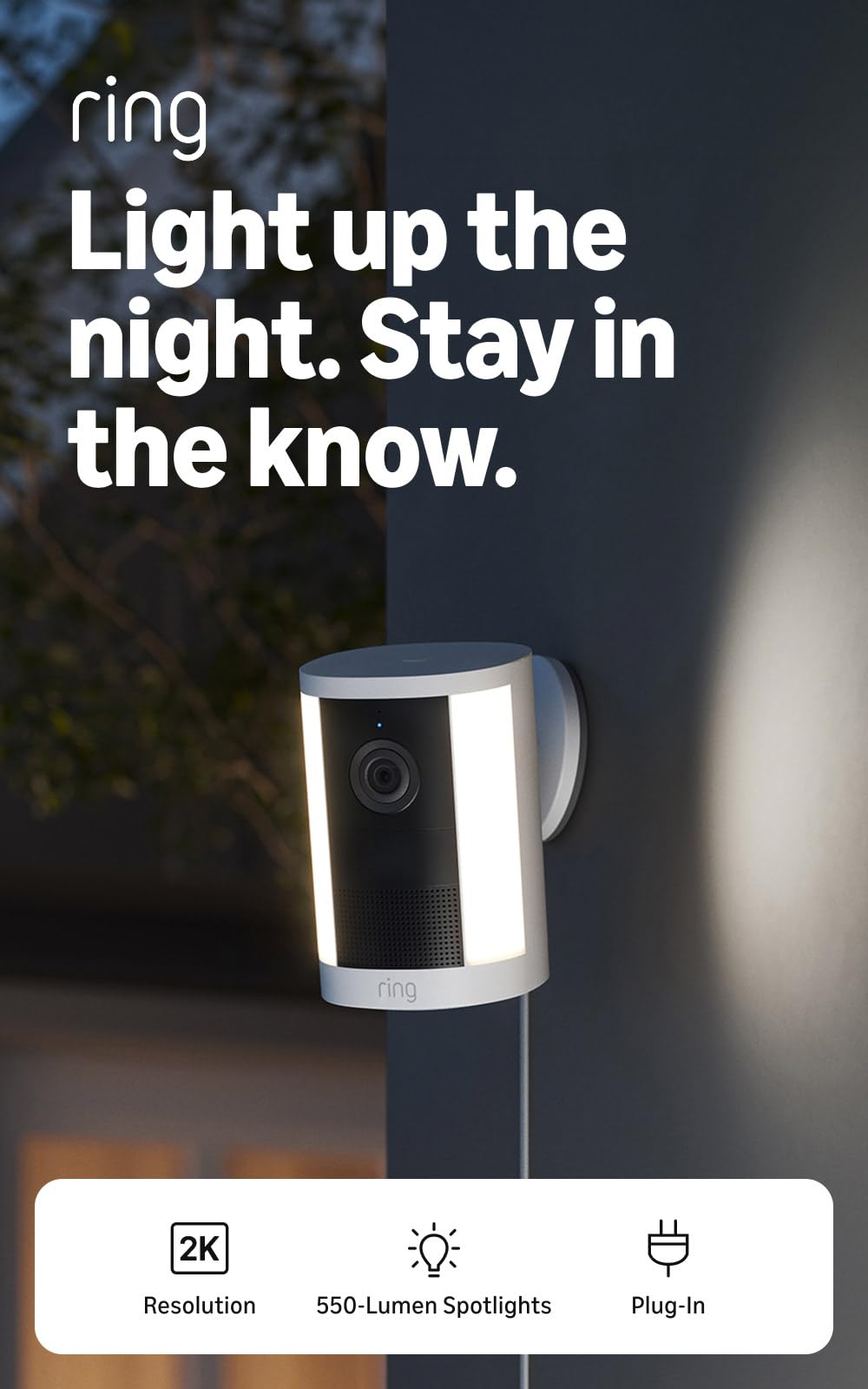 Ring Spotlight Cam 2K (newest model), Battery, Home or business security, Wide-Angle Retinal 2K Video, 6x Enhanced Zoom, Motion-Activated Spotlights, White