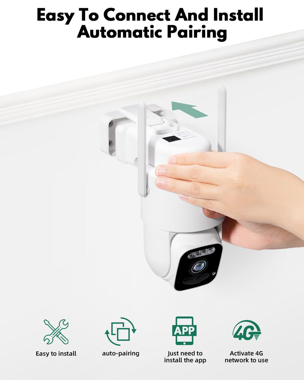 4G LTE Cellular Solar Security Cameras Wireless Outdoor, No WiFi Needed & 25W Solar Panel, 4 Cam Kit, 2K Color Night Vision, Human Tracking, 2-Way Talk, Ideal for Farm, Ranch, Jobsite, Vacation Home