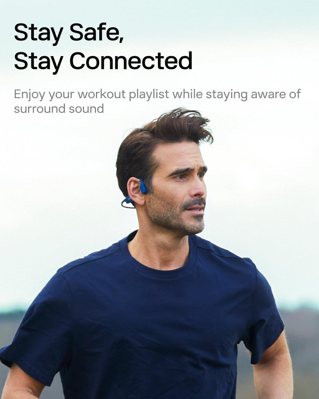 SHOKZ OpenRun, Bone Conduction Headphones,Open-Ear Bluetooth Wireless Sport Headphones for Running & Workout,Sweat Resistant, Long 8H Playtime,Mic,Hair Band-Standard-Blue (Pack of 2)