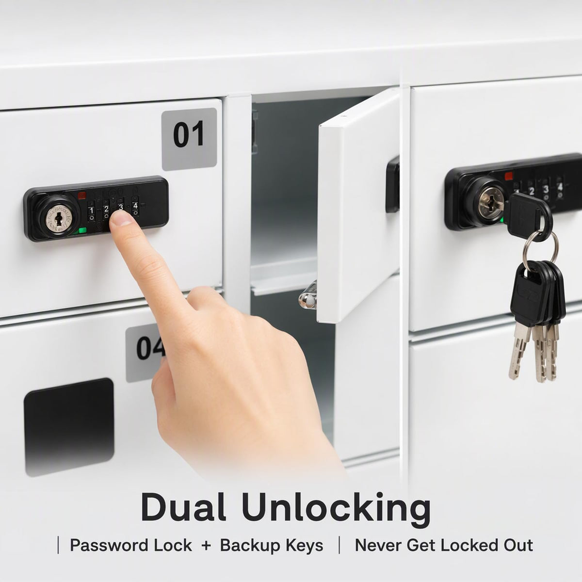 12 Compartment Cell Phone Locker with Charging Station and Lock