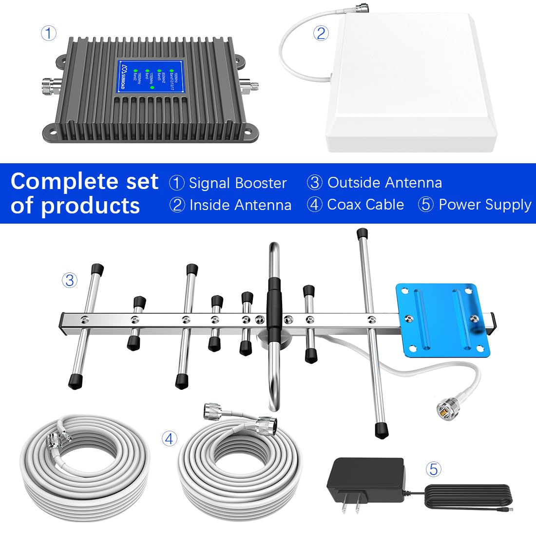 Cell Phone Signal Booster for Home Cell Repeater Boost Up to 5,000 Sq Ft 5G 4G LTE 3G 2G Call/Data Signal with All U.S. Carriers Verizon AT&T T-Mobile & More Working Band 13/12/17/5/4/2/25