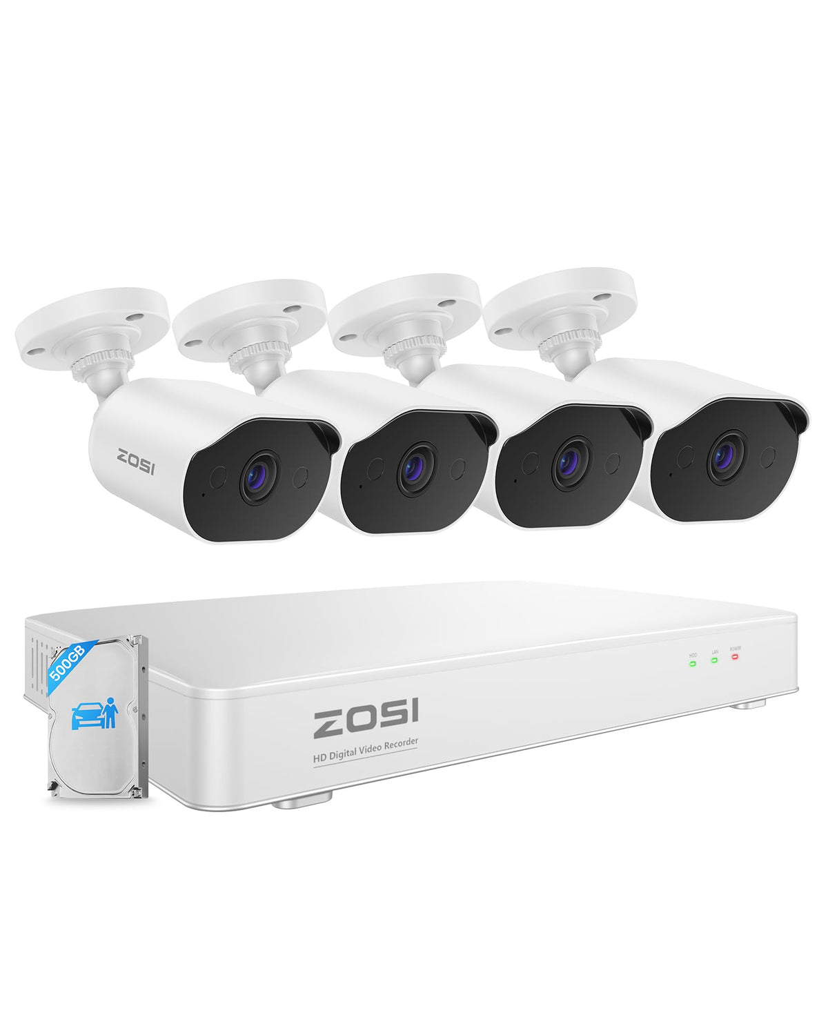 ZOSI 8CH Home Security Camera System with Audio, 8pcs 1080P Cam, 1TB HDD