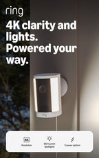 Ring Spotlight Cam 4K Plus, Battery, Retinal 4K, Easy DIY install, Motion-Activated Spotlights, Home or business security, White