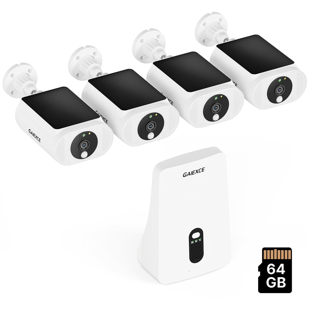 4-Cam 4MP Wireless Solar Security Camera System Outdoor, 4K NVR BaseStation