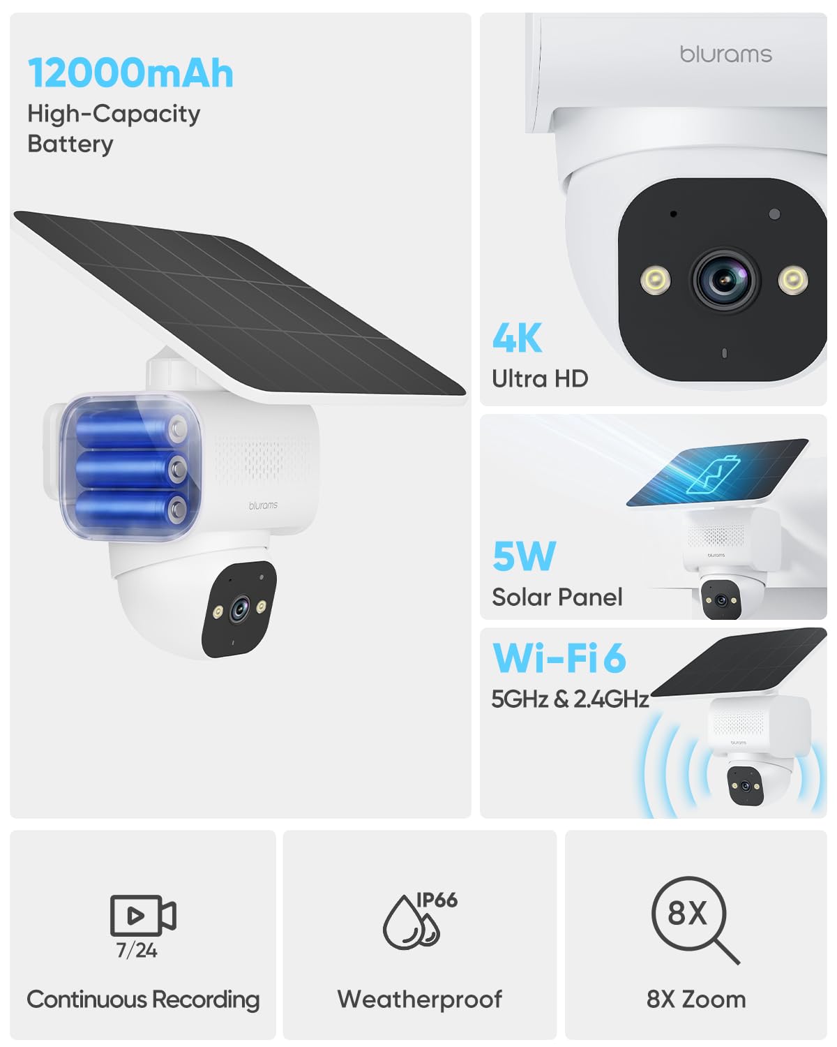 blurams 4K Ultra Security Cameras Wireless Outdoor, 2Pack