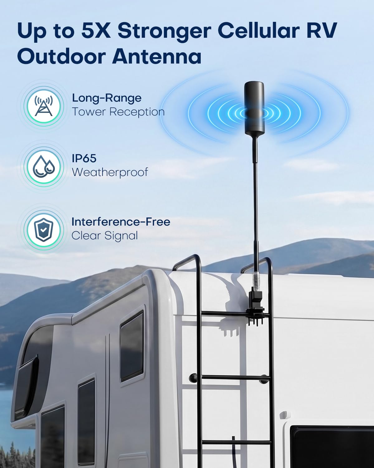 HiBoost Travel 3.0 RV Max Cell Phone Signal Booster for RV, Van & Trailer Boosts 4G 5G LTE | Folding Bracket | Magnetic Inside Antenna | for All U.S. Carriers Verizon, AT&T, T-Mobile | FCC Approved