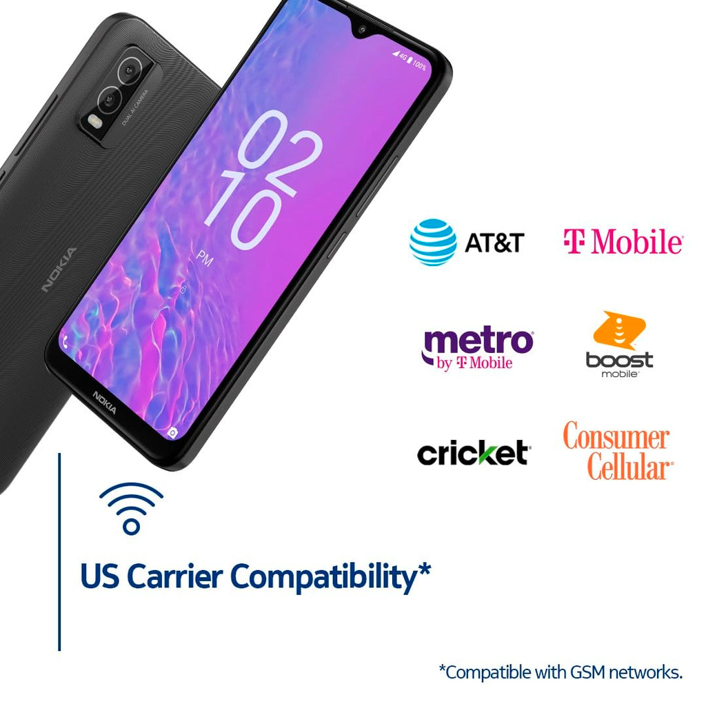 Nokia C210 | T-Mobile, AT&T, Cricket | Android 13 | Unlocked Smartphone | All Day Battery | US Version | 3/32GB | 6.3-Inch Screen | 13MP Dual Camera | Charcoal