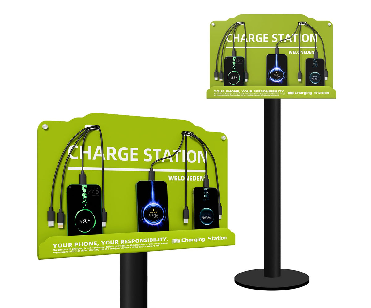 Floor Stand Cell Phone Charging Station Mobile Phone Charging Station | Fast Charging 8 Device | Compatible with Apple Tablets Android Port | Great for Offices Hotel Hospital Airport (White)