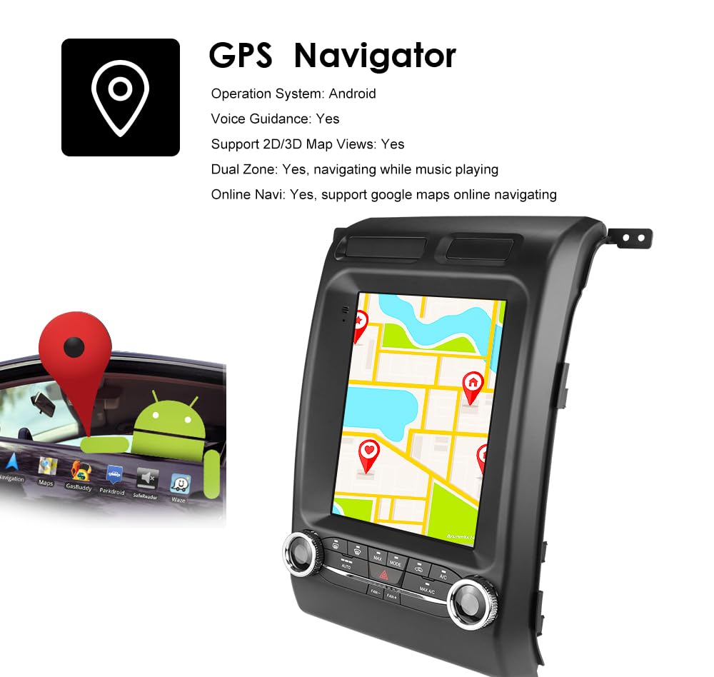 Android14 10.4 inch HD Touchscreen Car Radio Upgrade for F150 2009-2014 Wireless Carplay | Android Auto 2G+64G WiFi GPS Navigation Bluetooth 5.0 FM,SWC,Car Tablet