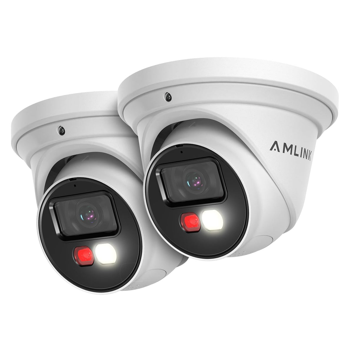 AMLINK 2-Pack 4K/8MP Security AI IP PoE Camera, Human/Vehicle Detection, NDAA Compliant, Indoor Outdoor Surveillance Turret, 2-Way Audio, Support 256GB MicroSD, Deterrent, 2PACK-AL8M-T8198EW