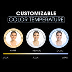GLAMCOR Sunrise ECO Plus Pro Kit - Portable & Foldable LED Ring Light: Selfie Light & Content Creator Kit | HD Adjustable Color Temperature, Flicker-Free, with Phone Holder & Remote (Grey)