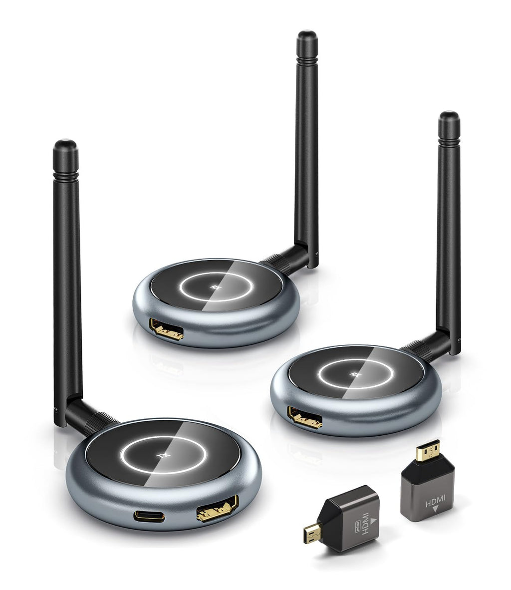 AIMIBO 5.8G Wireless HDMI Transmitter and 3 Receivers, 4K Decode 1080P@60Hz