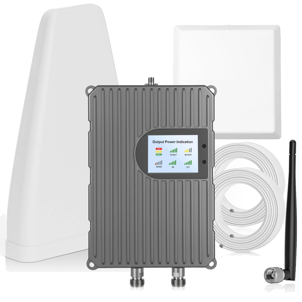 Cell Phone Signal Booster for Home Rural Metal Building Camping, Up to 6000 Sq.Ft, Compatible with T-Mobile AT&T US Cellular, Boost 4G LTE 5G Band 2/4/5/12/17/25/66, FCC Certified Cellular Repeater