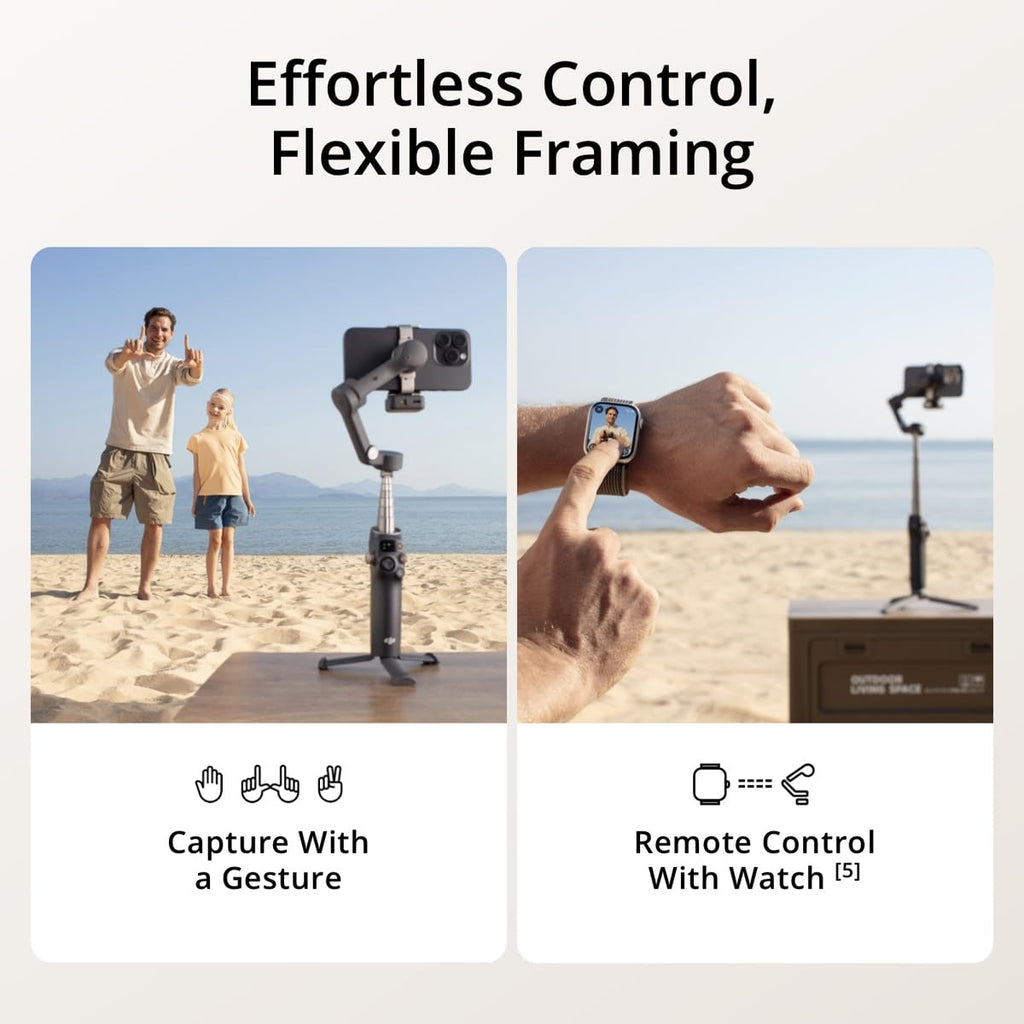 DJI Osmo Mobile 7P Gimbal Stabilizer for iPhone, Android, Lighting, 3-Axis Phone Gimbal, Built-in Extension Rod & Tripod, 10hrs Use, Phone Charging + Portable Charger + Wireless Mic Set + 20W Plug