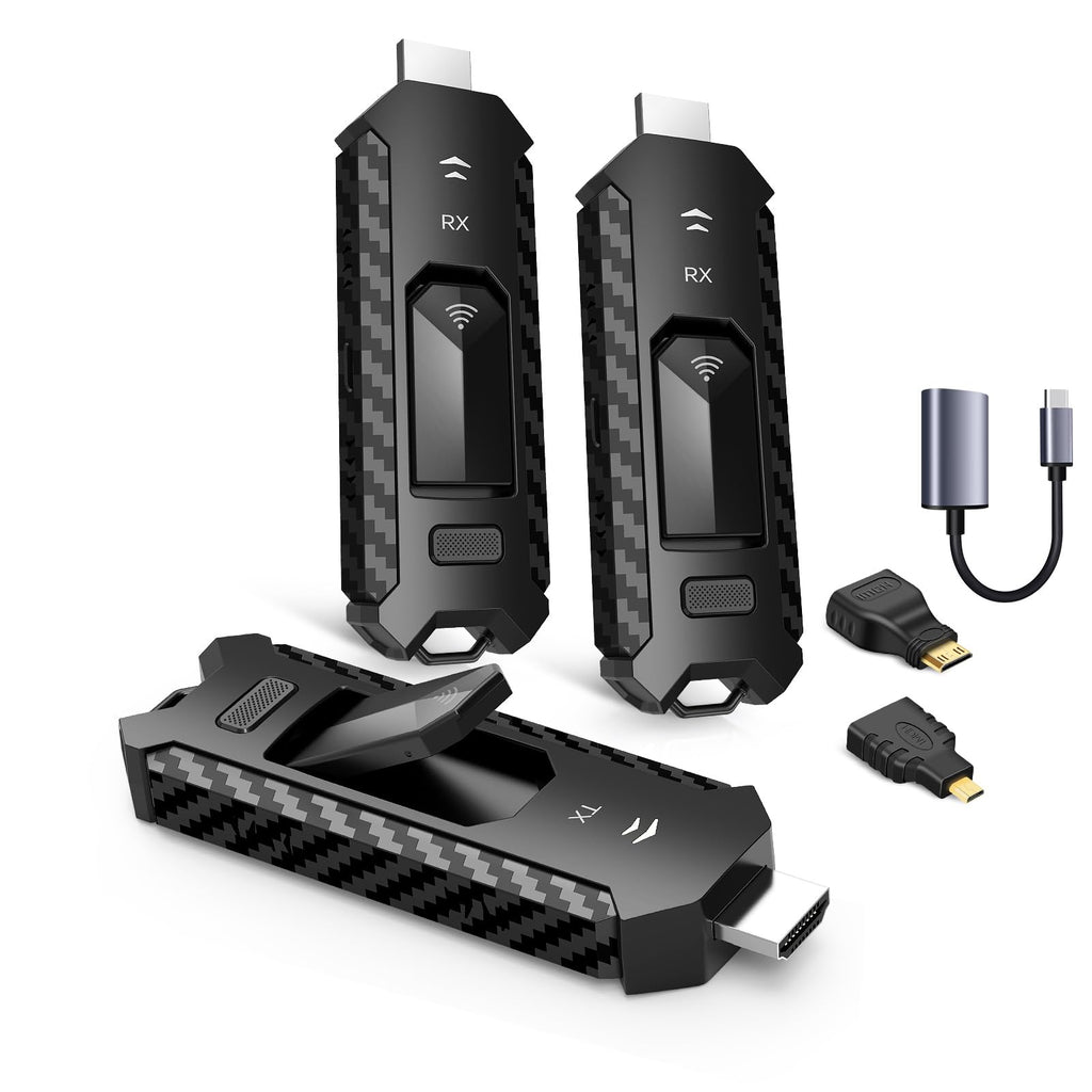 Wireless HDMI PRO- Transmitter and Four Receiver, Portable Multi-TVs Extender Kit, Plug and Play, Heat-Control, 5.8G/2.4G @60Hz 165FT/50M, Stream Video Wirelessly from Laptop to Multiple HDTVs/Monitor