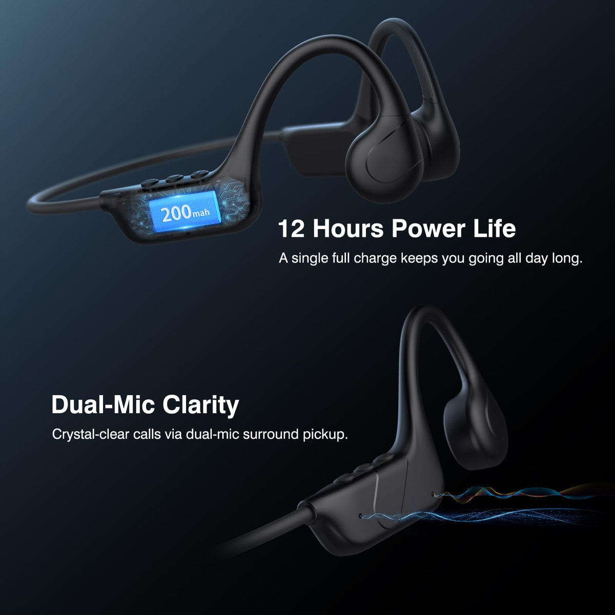 CXK Bone Conduction Headphones IPX8 Waterproof Bluetooth 6.0 Swim Headphone