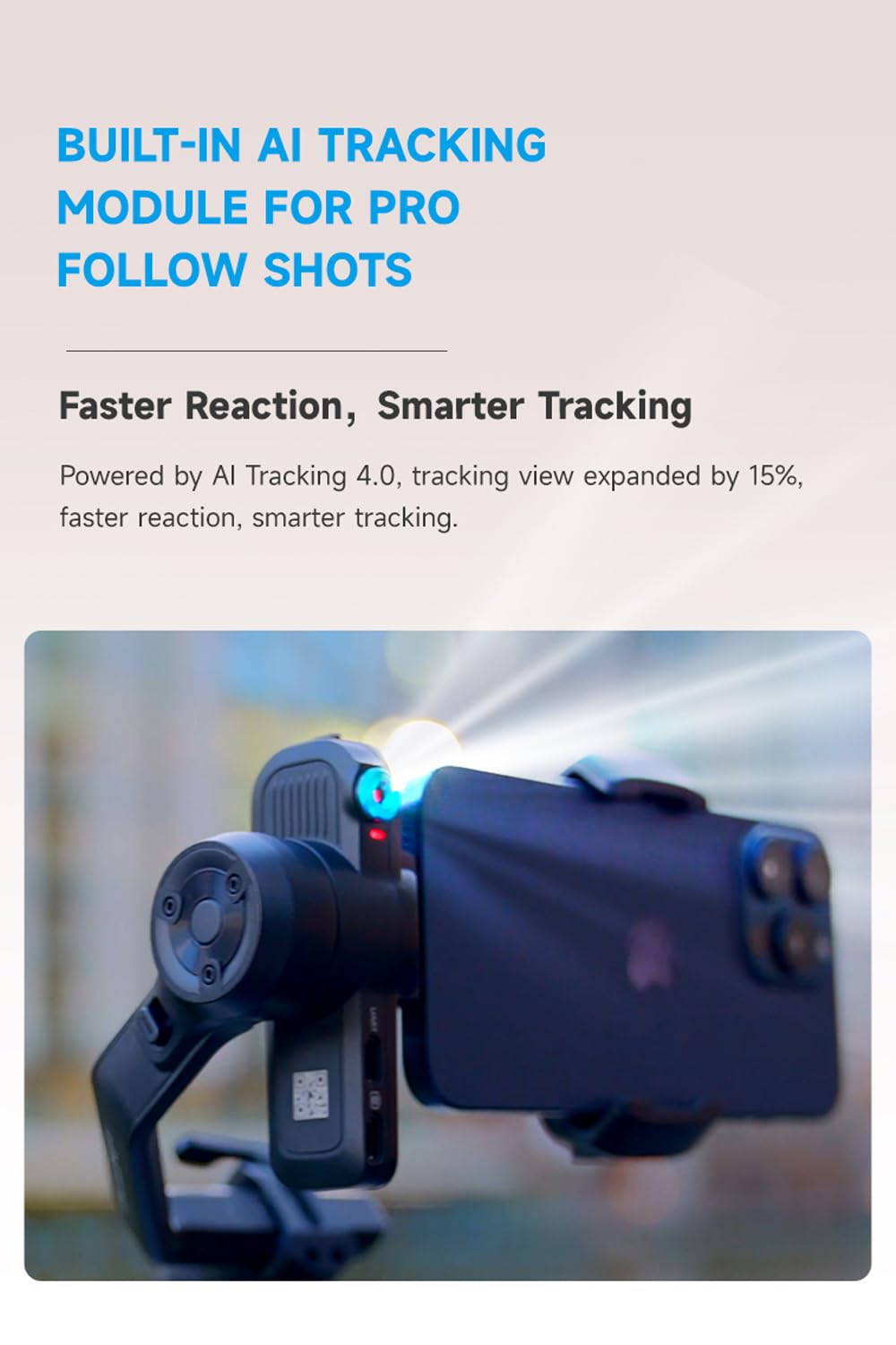 FeiyuTech SCORP Mini 3 Gimbal Stabilizer for Smartphone, Built-in AI Tracking Module & Cooling Fan, 2KG Payload 3-Axis Phone Gimbal with Integrated Grip Design, Gimbal Stabilizer for iPhone & Android