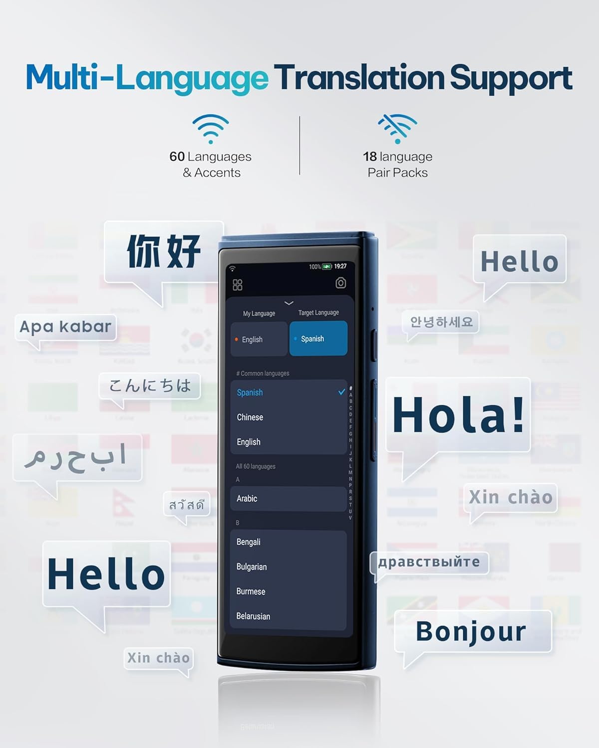 iFLYTEK AI Language Translator Device, Real-Time Two-Way Voice Translator
