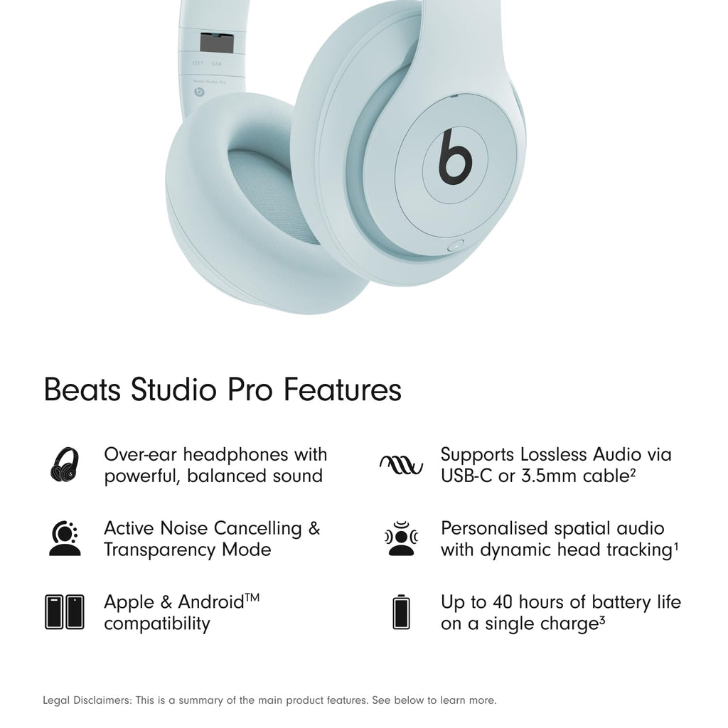Beats Studio Pro Premium Wireless Over-Ear Headphones- Up to 40-Hour Battery Life, Active Noise Cancelling, Great for Travel & Commuting, USB-C Lossless Audio - Amazon Exclusive Light Blue