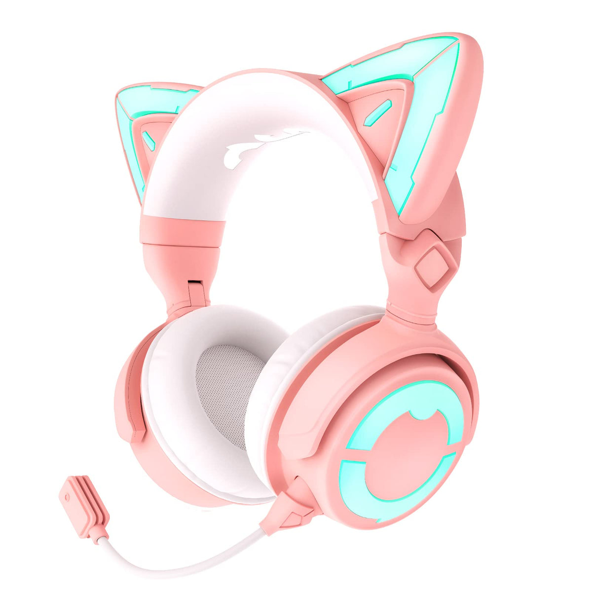 YOWU Cat Ear Headphones 4GS - RGB Gaming Headset with Mic & 2.4G USB/Type C Dongle for PC/PS4/PS5/XBOX/Switch, Wired/Wireless Bluetooth Headphones(Black)