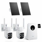 Security Cameras Wireless Outdoor, Classic 4-Cam Kit, Solar Powered | No Subscription Required, 500GB HDD Build-in Storage, 360° PTZ, 4MP Color Night Vision, Easy Install