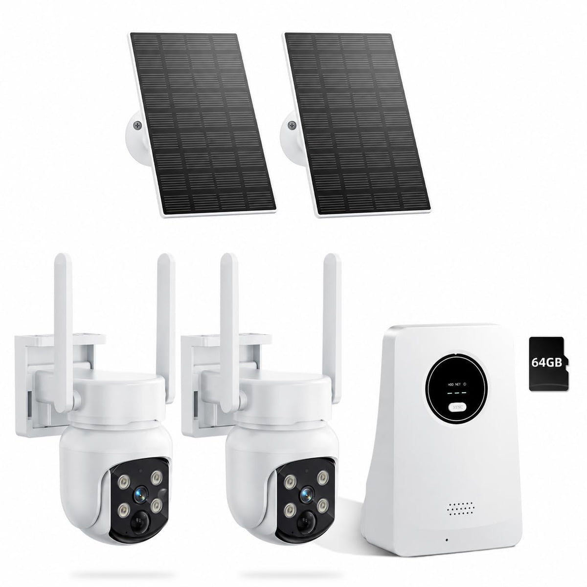 Security Cameras Wireless Outdoor, Classic 4-Cam Kit, Solar Powered | No Subscription Required, 500GB HDD Build-in Storage, 360° PTZ, 4MP Color Night Vision, Easy Install